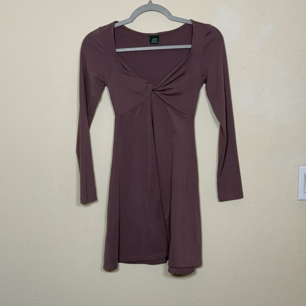 WILD FABLE Long Sleeve Twist Front Mini Knit Skater Dress Siz S